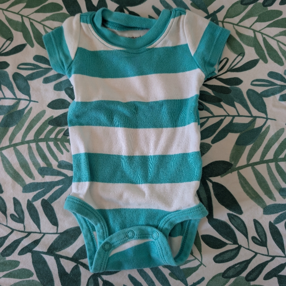 Carter's Teal and White Striped Bodysuit Snap Closure
